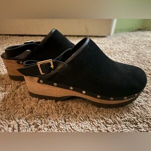 M. Gemi Black Clogs with Rubber Sole
